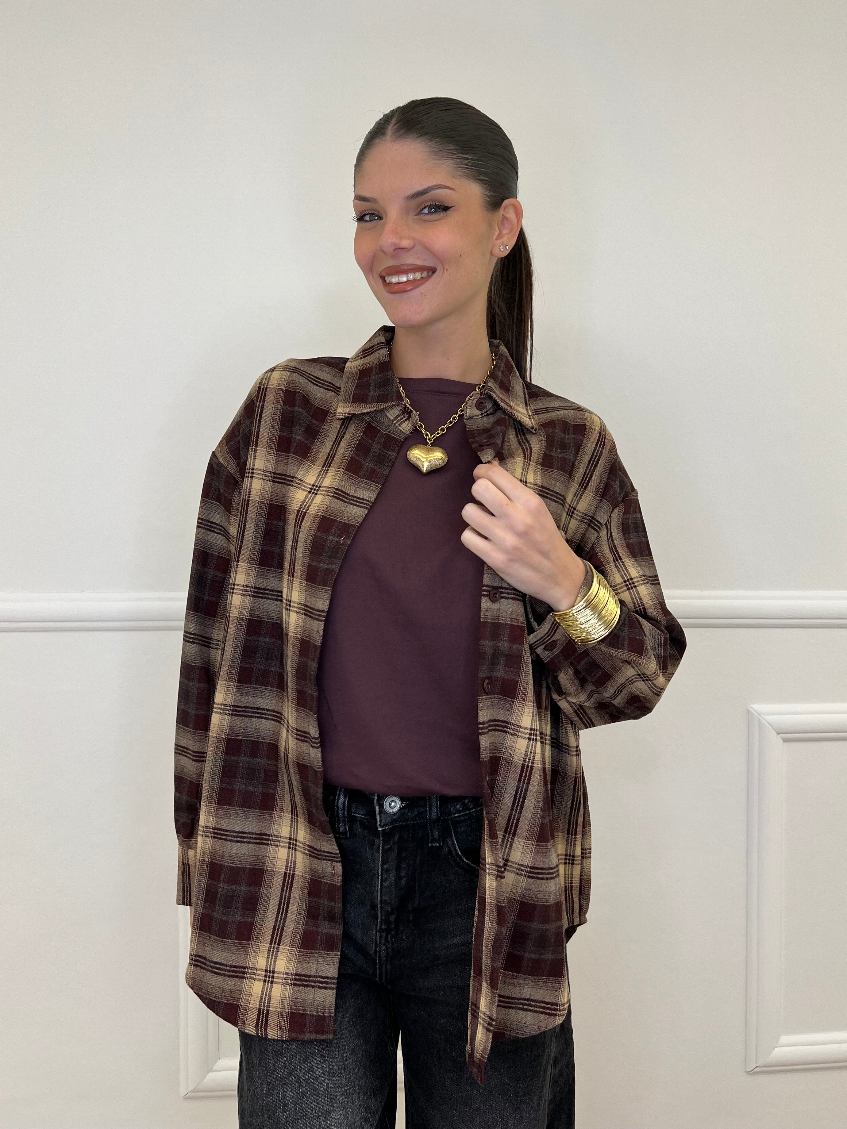 Camicia Over Check 17183 Burgundy