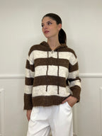 Felpa Mohair Righe 26001 Marrone