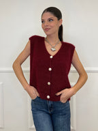 Gilet Effetto Mohair 8889 Bordeaux