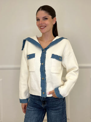 Cardigan Profili Denim S11109 Panna