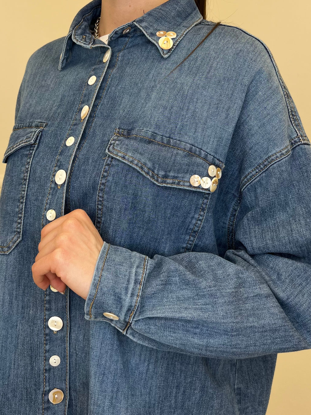 Camicia Denim Over Bottoni JC971