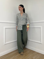 Pantalone Lino Coulisse 23216 Verde