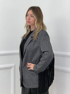 Blazer a Righe con Frange 4705 Grigio