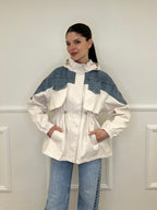 Giacca Inserti Denim M450 Panna