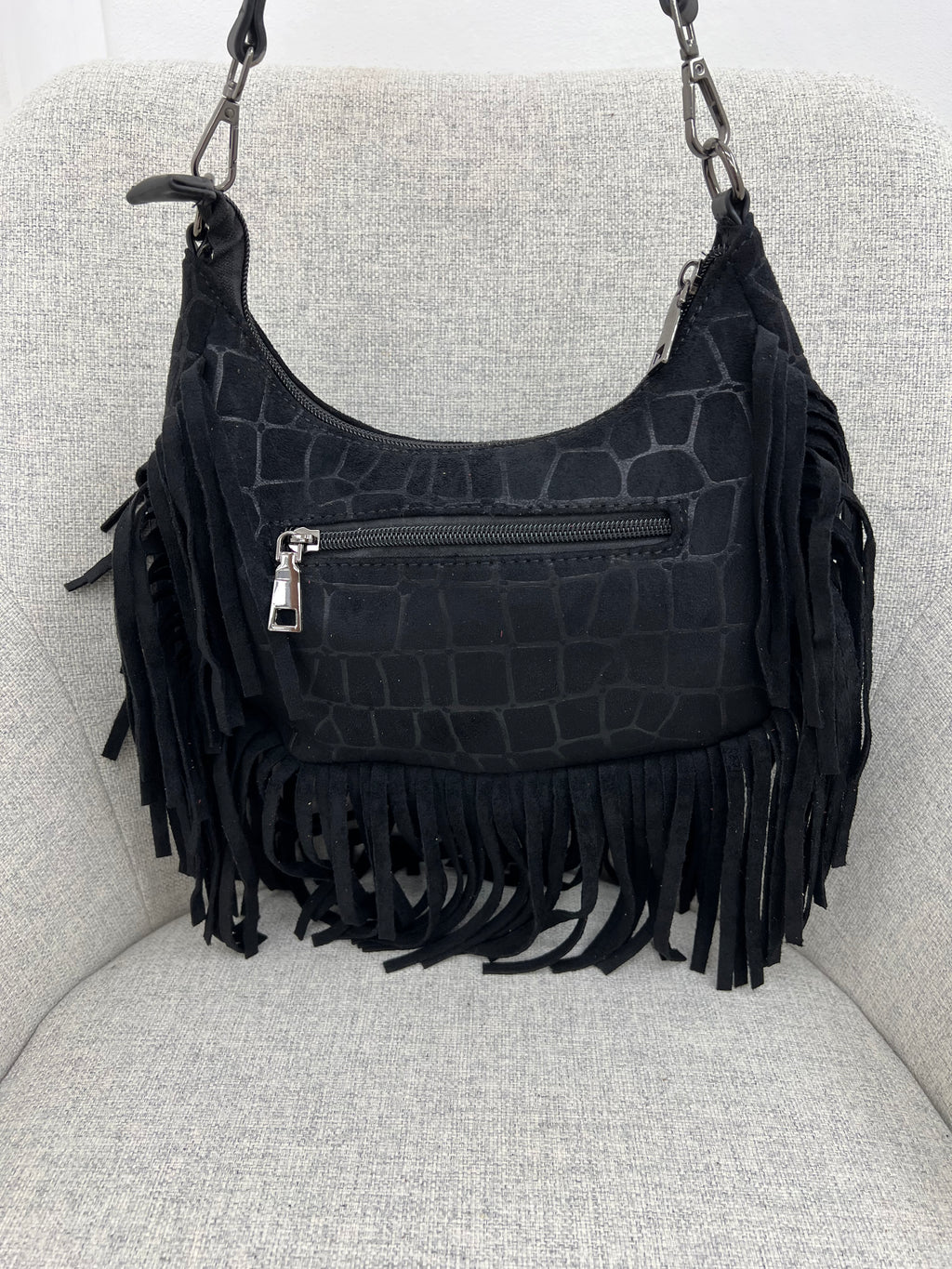 Borsa Hobo Scamosciata Frange 90677