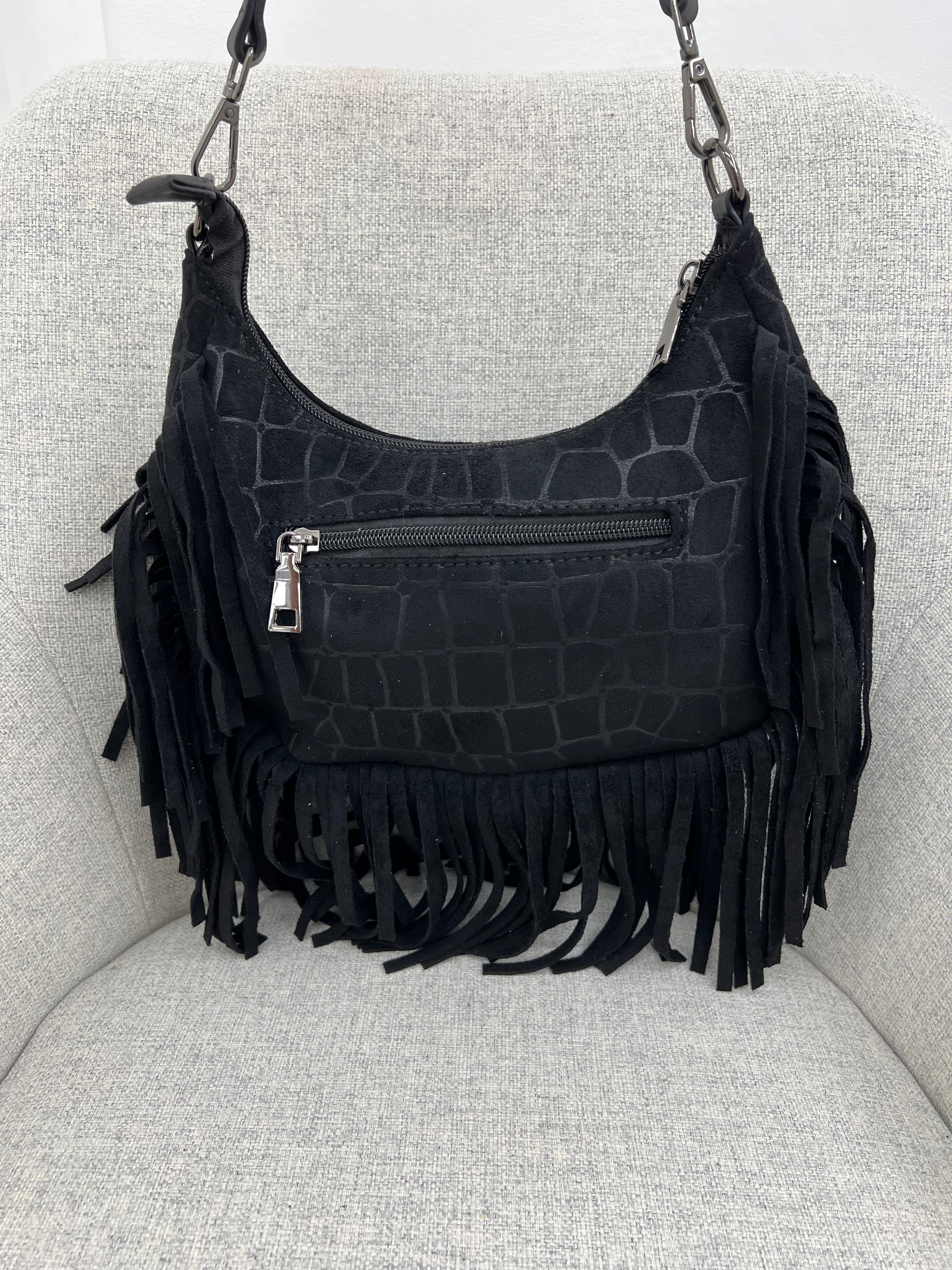 Borsa Hobo Scamosciata Frange 90677