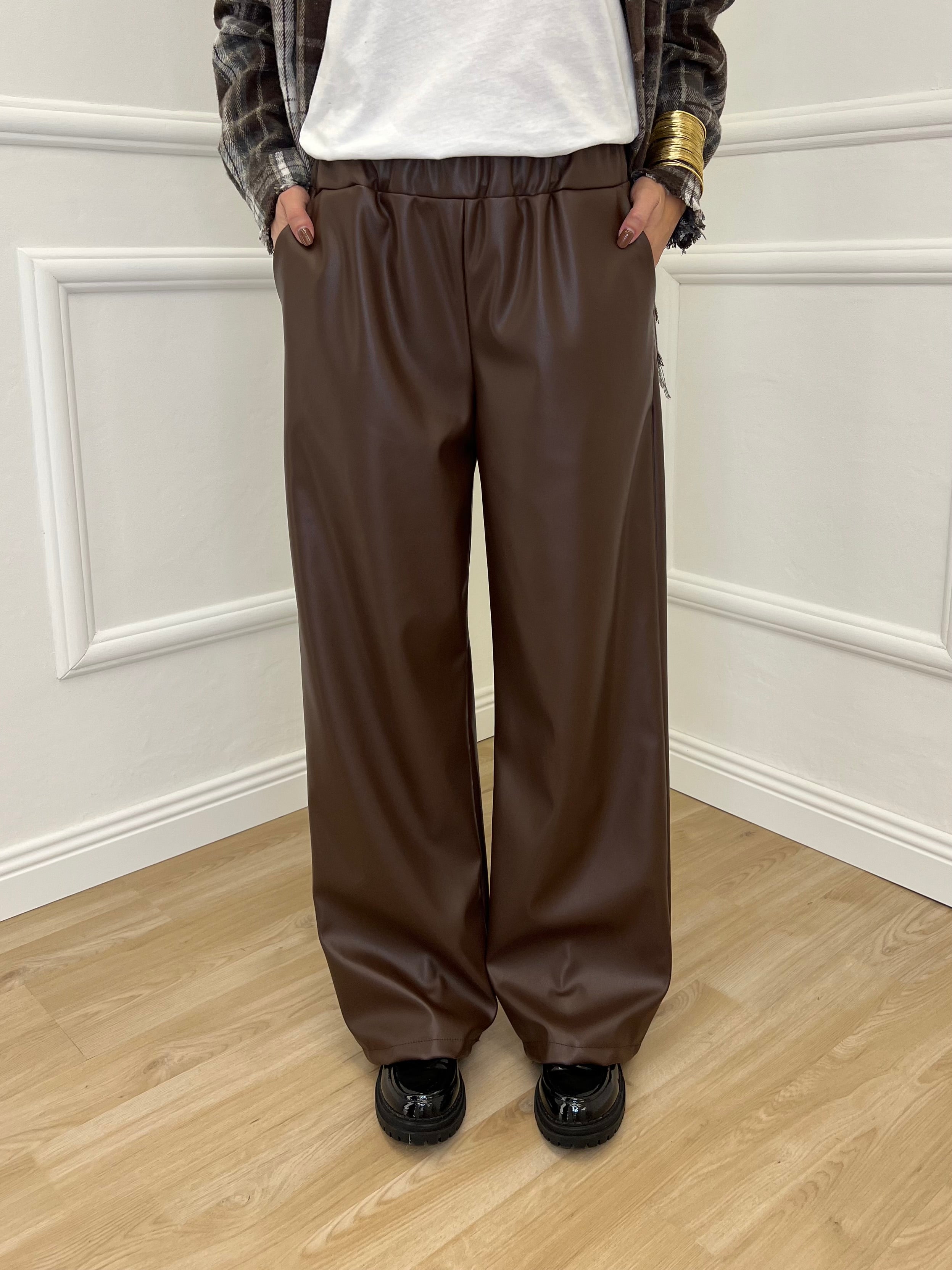 Pantalone Ecopelle 8043 Marrone