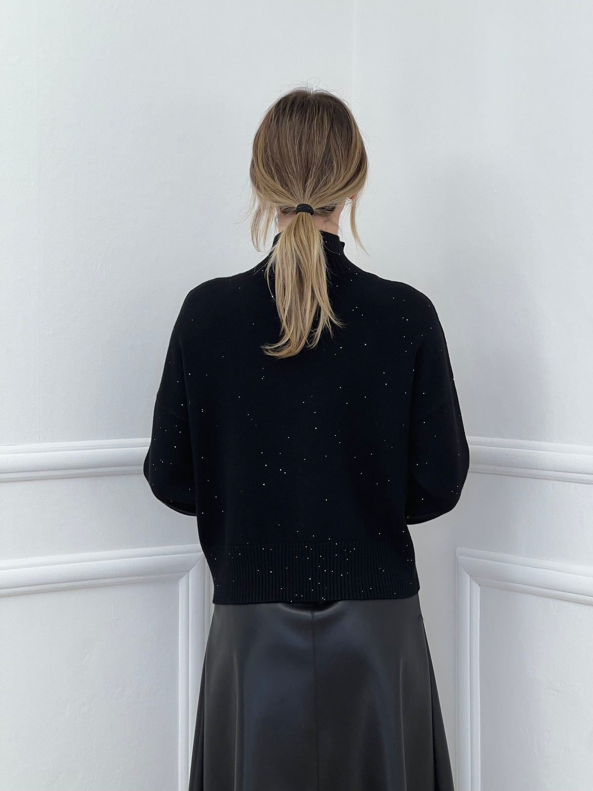 Maglia Vulcano Over Paillettes 7366 Nero