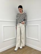 Jeans Straight Tasche Frontali 2207 Ecru