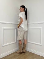 Camicia Ricami Lurex 18090 Bianco