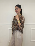 Camicia Jungle Cotone e Seta 93-242 Marrone