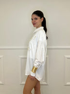 Maxi Camicia con Perle K880 Bianco