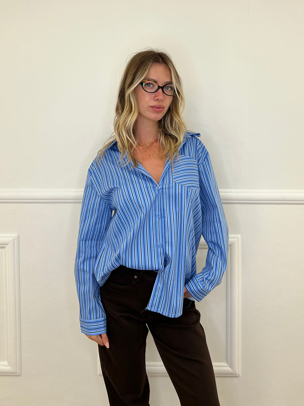 Camicia Regimental Over 28813 Azzurro