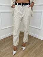 Pantalone Sigaretta Corduroy 25337 Panna - Bazar Abbigliamento
