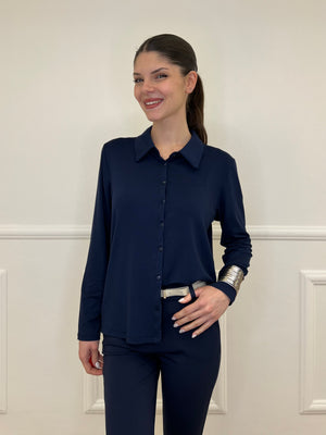 Camicia in Jersey di Viscosa 28163 Blu