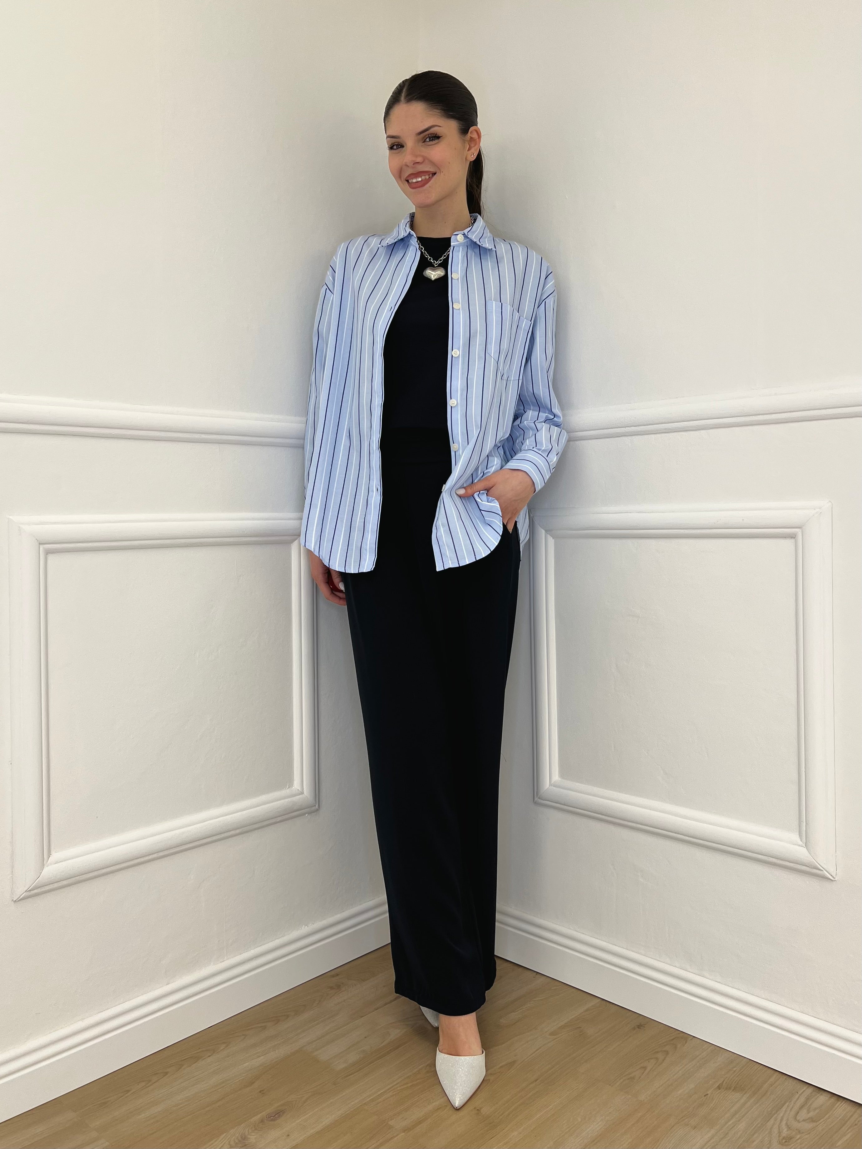 Pantalone Fluido 22059 Blu