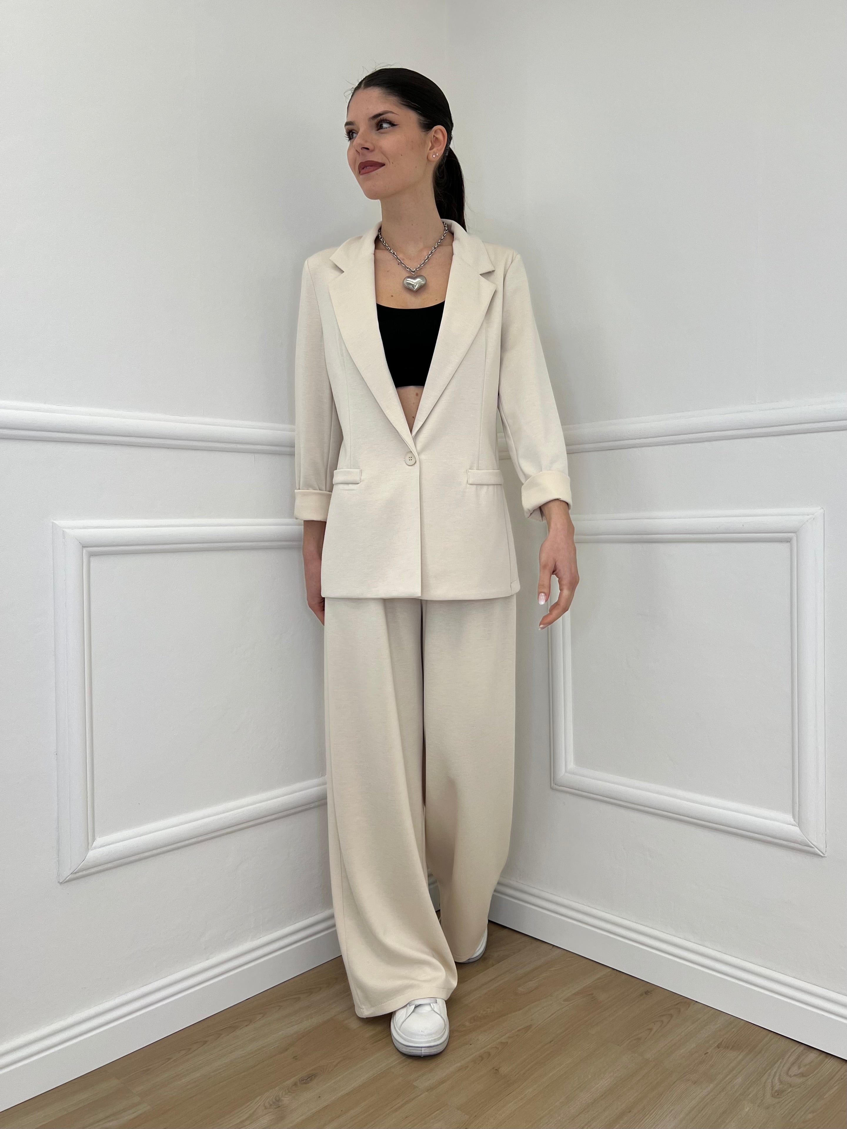 Pantalone a Palazzo Viscosa 25413 Ecru