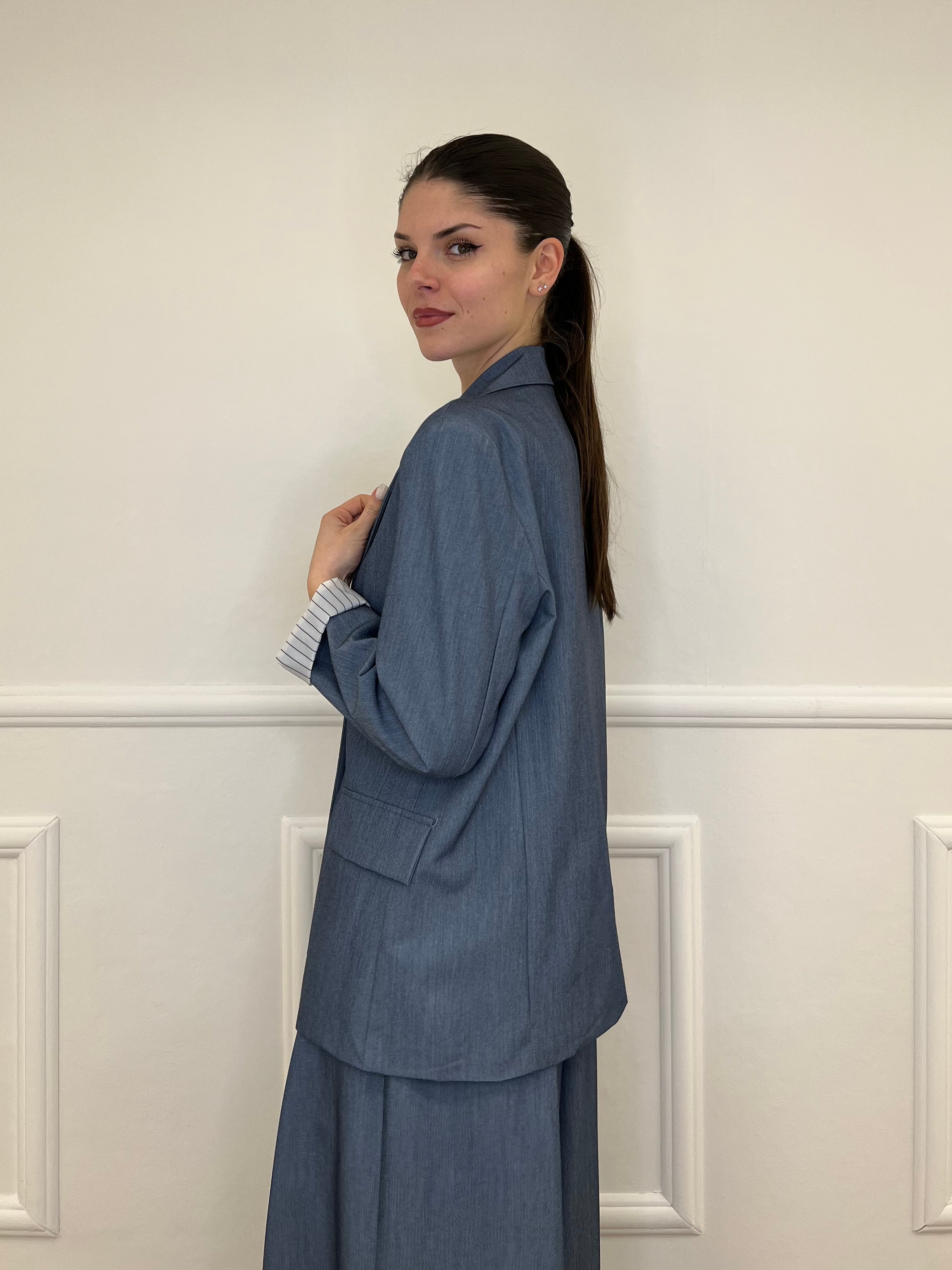 Blazer Con Fodera Gessata 216401 Avio