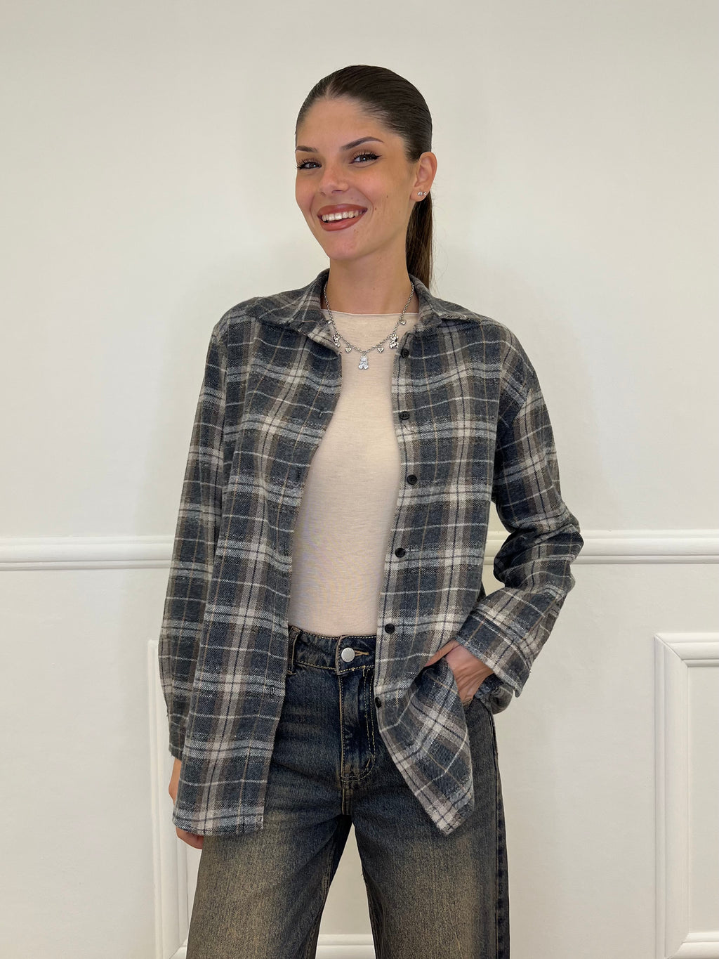 Camicia Madras A35 Grigio