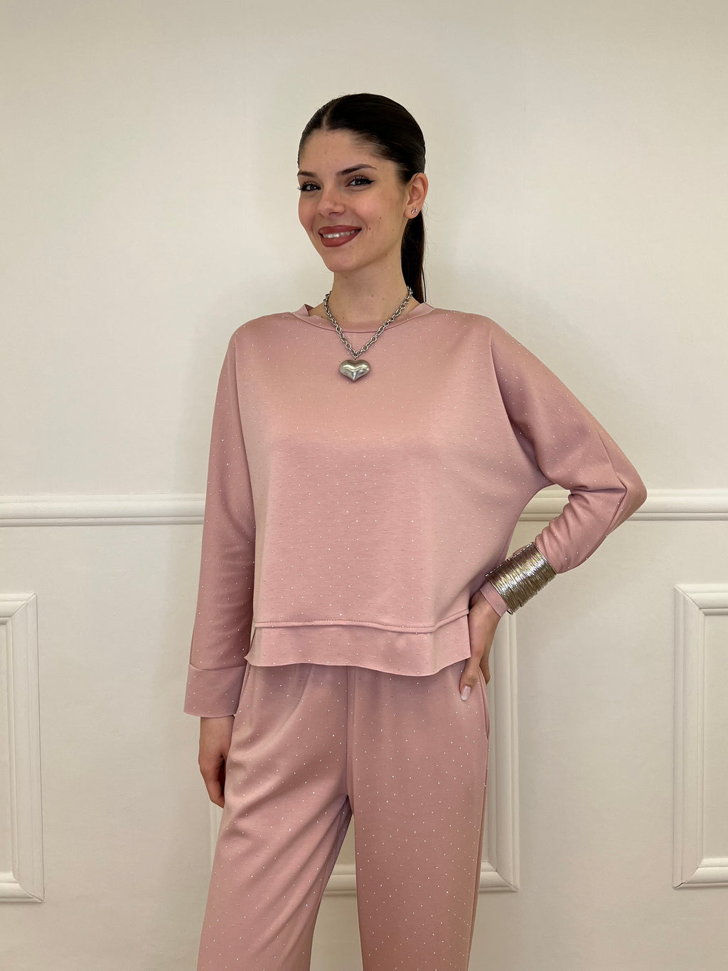 Completo Tuta Strass 036521 Rosa