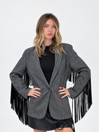Blazer a Righe con Frange 4705 Grigio